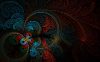 Colorful flower design abstract fractals - a red center free wallpaper