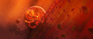 Red yellow space scene moon - craig mullins free wallpaper for desktop