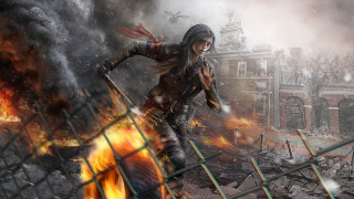 Firewoman destroyedcity battle embers flame - city free wallpaper