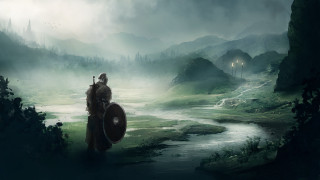 Man horse forest river cloudy - anato finnstark free wallpaper