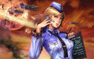 Woman uniform cellphone writing space - epsylon point free wallpaper for desktop