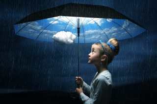 Girl umbrella rain cloud sky - a girl holding free wallpaper