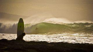 Beach person surfboard waves cloudy - andrew bell free wallpaper for desktop