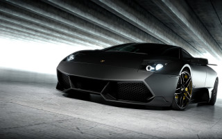 Black sports car tunnel 3d - a black hood free wallpaper