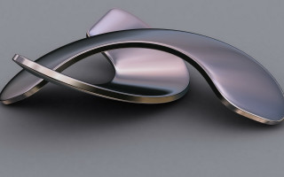 Metal curved kinetic abstract sculpture - smooth gradient free wallpaper