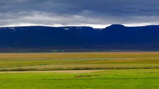 Horse grazing mountains water sunset - landscape free wallpaper for desktop