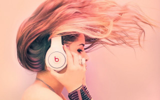 Woman hair blowing headphones pink - headphone free wallpaper for desktop
