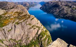 Lake mountain view blue sky - a high point of view free wallpaper