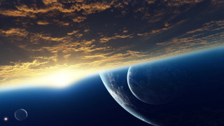 Earth space sunset moon clouds - the sun in the background free wallpaper