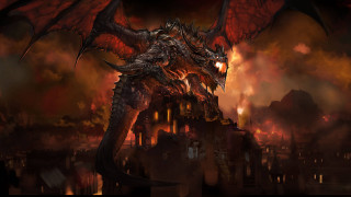 Fire dragon city ruins embers - huge free wallpaper