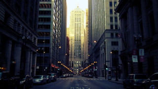City street tall buildings dusk - dusk time free wallpaper