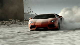 Red sports car smoke sandy - the hood free wallpaper