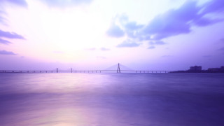 Bridge purple sunset ocean horizon - bholekar srihari free wallpaper