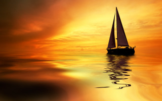 Sailboat ocean sunset reflection magical - a sailboat free wallpaper