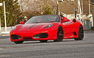 Red sports car driving street 4 - a house and trees free wallpaper for desktop