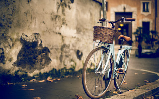 Bicycle street building basket cinematic - a bicycle free wallpaper