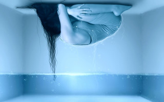Woman floating water hair in - surrealism free wallpaper for desktop