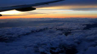 Clouds plane wing sunset dawn - visible free wallpaper