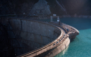 Dam bridge road cars boat - edi rama free wallpaper