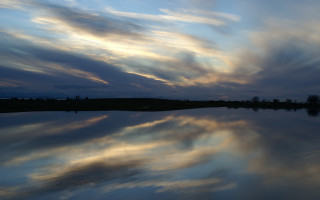 Lake clouds reflections trees dusk - andrew geddes free wallpaper