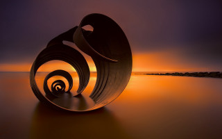 Sculpture water sunset spiral landart - object in the middle free wallpaper