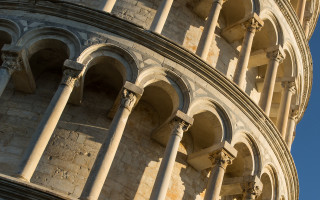 Tower clock roman tilt shift - side and a sky background behind free wallpaper