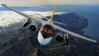 Jet mountain cloud ocean beach - photoreal free wallpaper