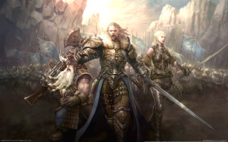 Epic fantasy armor swords mountain - free fantasy wallpaper