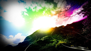 Rainbow sky mountain road wire - a wire free wallpaper