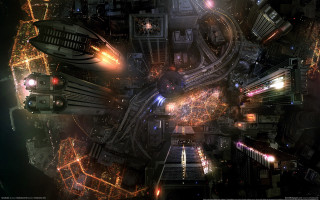 Night cityscape architecture fantasy lights - traffic free wallpaper for desktop