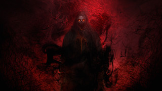 Creepy creature red eyes dark - bastien l. deharme free wallpaper