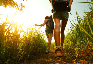 Couple walking dirt road tall - the sun shining free wallpaper