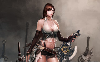 Woman bikini gun sword fantasy - steampunk free wallpaper for desktop