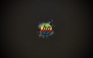 Black background colorful hp logo - a white circle free wallpaper