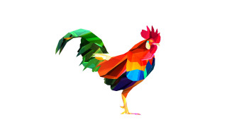 Colorful rooster folk art vector - surreal free wallpaper