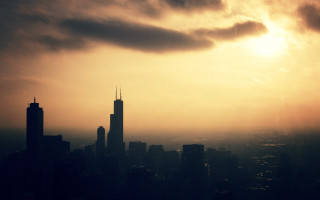 City skyline tall building cloudy 4 - sun ray free wallpaper for desktop