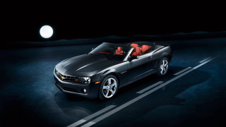 Chevrolet camaro convertible night moon - the moon in the background free wallpaper
