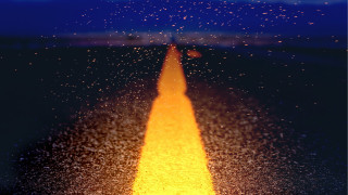 Yellow road sky clouds stars - a few star free wallpaper