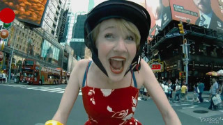 Woman bike surprised tokyo cityscape - tall building and traffic free wallpaper