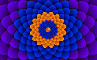 Flower geometric mandelbrot orange blue - golden ratio illustration free wallpaper