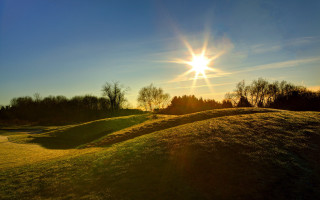 Sunshine grassy hill trees blue - ada hill walker free wallpaper