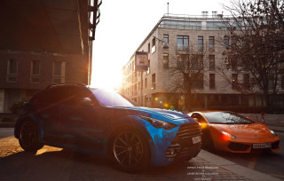 Blue orange sports cars city - a orange sports car free wallpaper