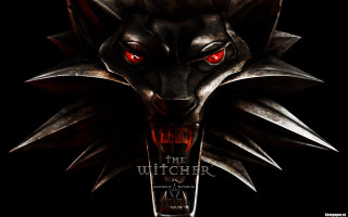 Demon face glowing red eyes - sharp tooth free wallpaper