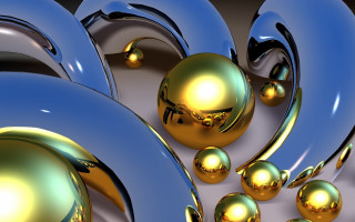 Blue gold spiral shiny balls - material free wallpaper