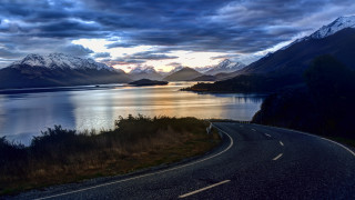 Valley mountains lake road sky - a valley free wallpaper