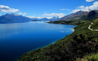 Scenic lake mountains blue sky - scenic free wallpaper