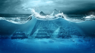 Ocean pyramid wave beach planet - christo free wallpaper