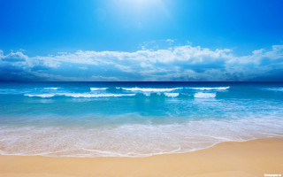 Beach waves sky sun ocean - free beach wallpaper for desktop