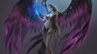 Angel wings sword dragon blue - dark fantasy art free wallpaper for desktop