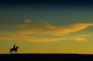 Horse rider hill sunset clouds - a person riding free wallpaper